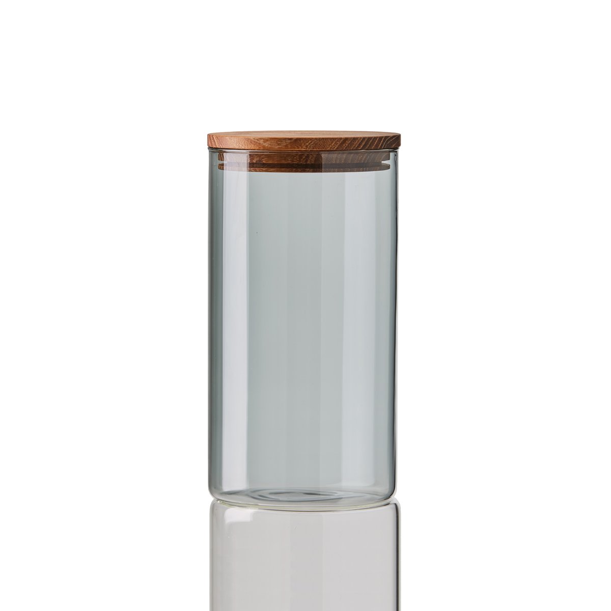 Aida Bocal en verre avec couvercle en bois Raw fumé moyen