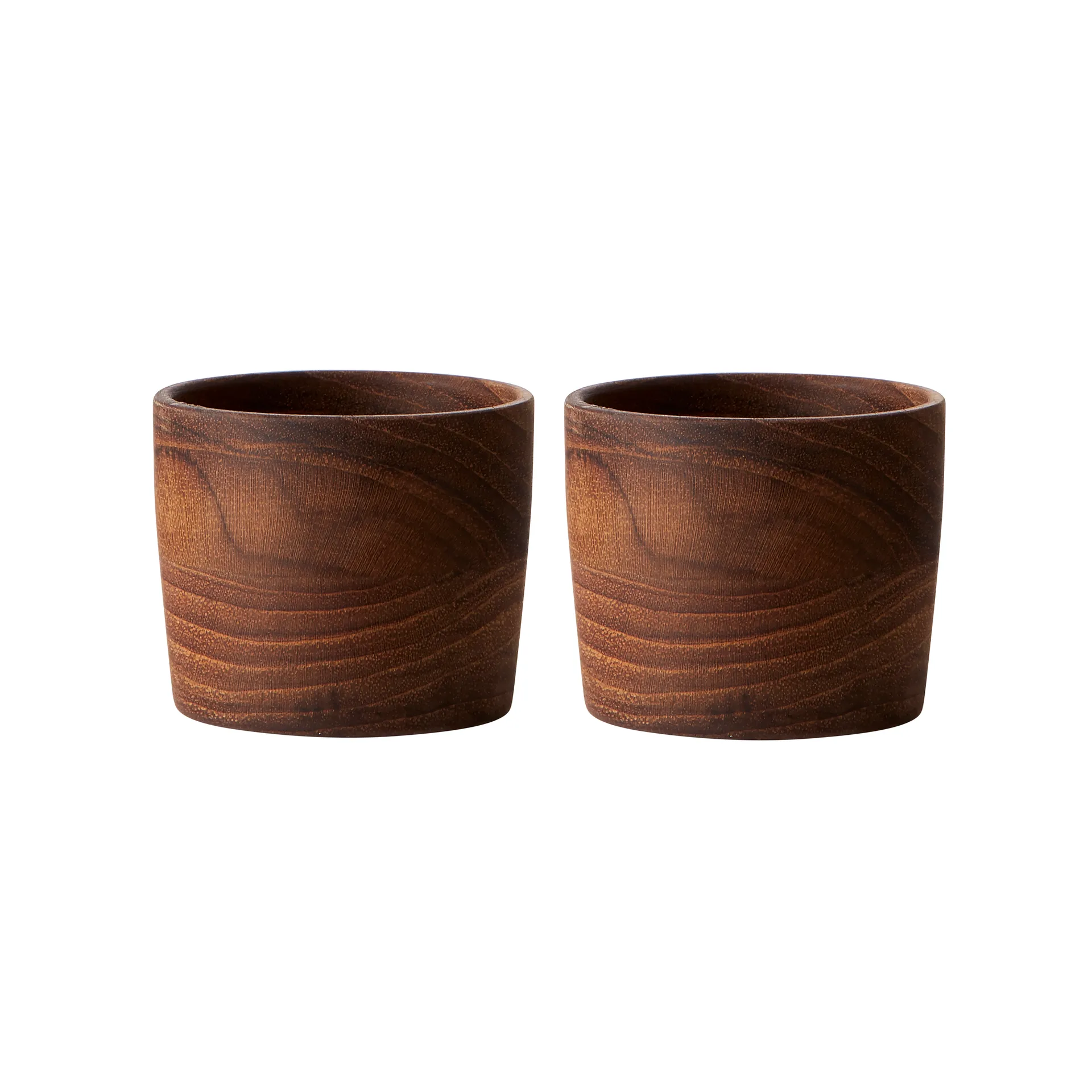 Coquetier Raw teak Lot de 2, Marron Aida