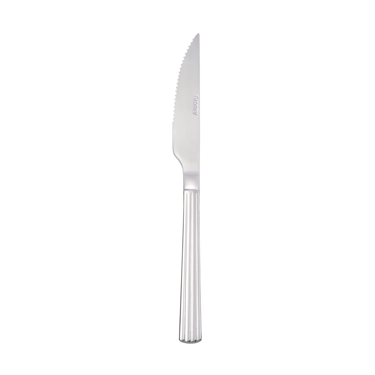 Aida Couteau à steak Groovy Acier inoxydable | Design Scandinave | Couteaux à steak | Argenté