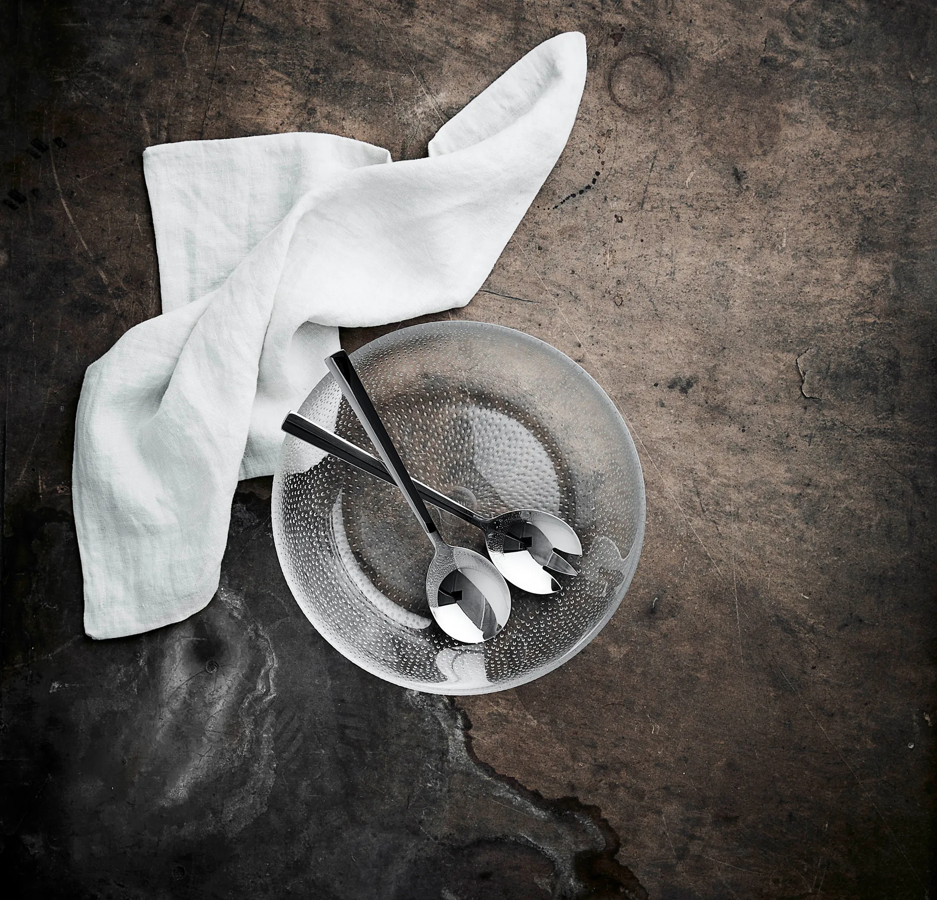 Couverts à salade Raw 2 Pièces, Acier inoxydable poli brillant Aida