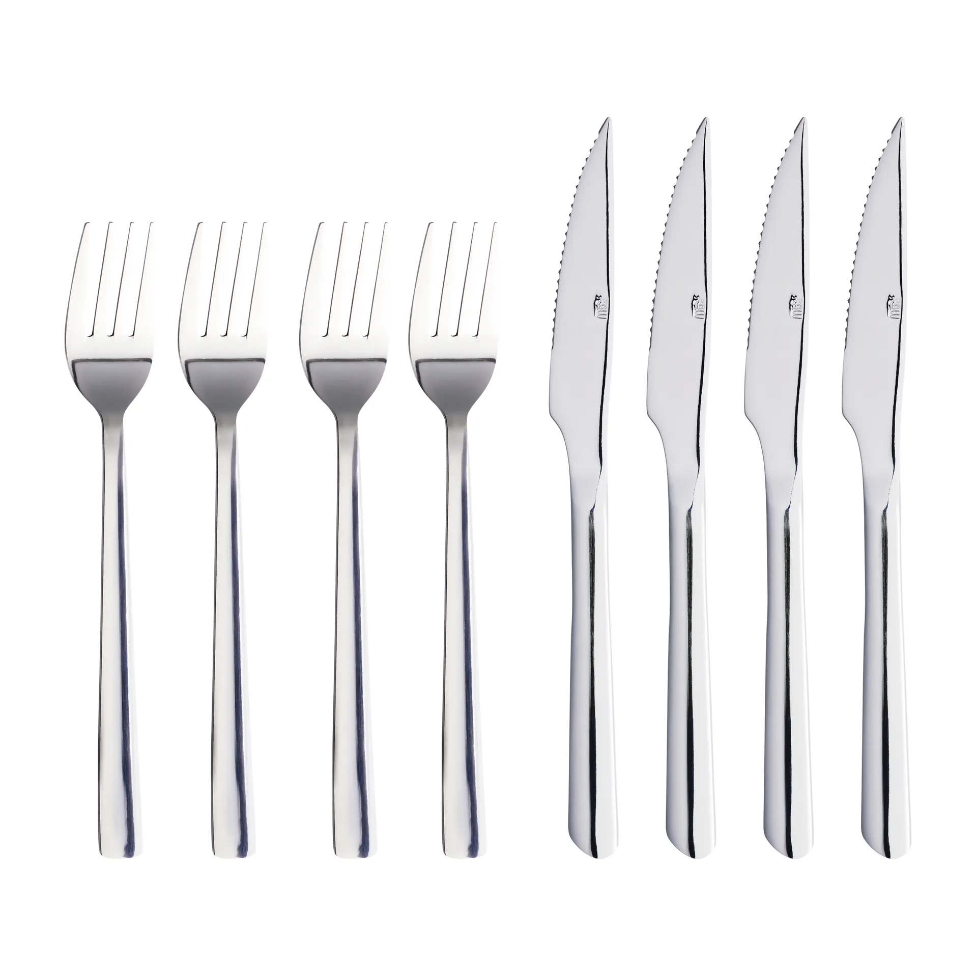 Couverts à steak Raw 8 Pièces, Acier inoxydable poli brillant Aida