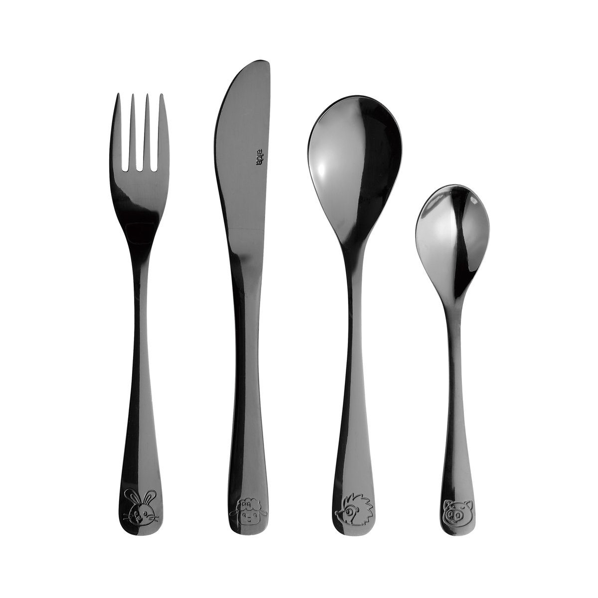 Aida Couverts pour enfants Aida 4 pièces Black | Design Scandinave | Couverts pour enfants | Noir