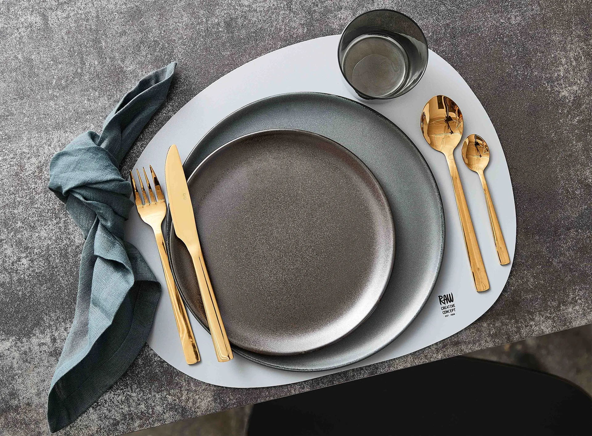 Cuillère à dessert Raw, lot de 4, Or Aida