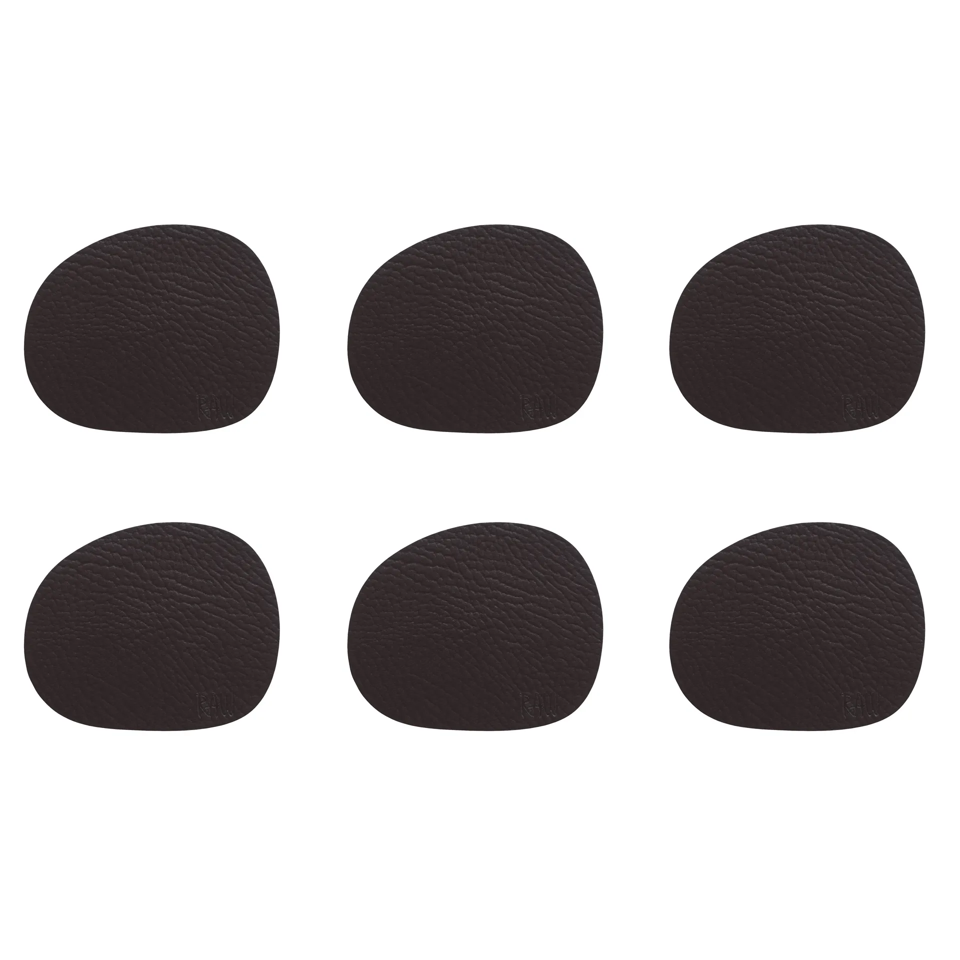 Dessous de verre Raw cuir lot de 6, Brown buffalo (marron) Aida