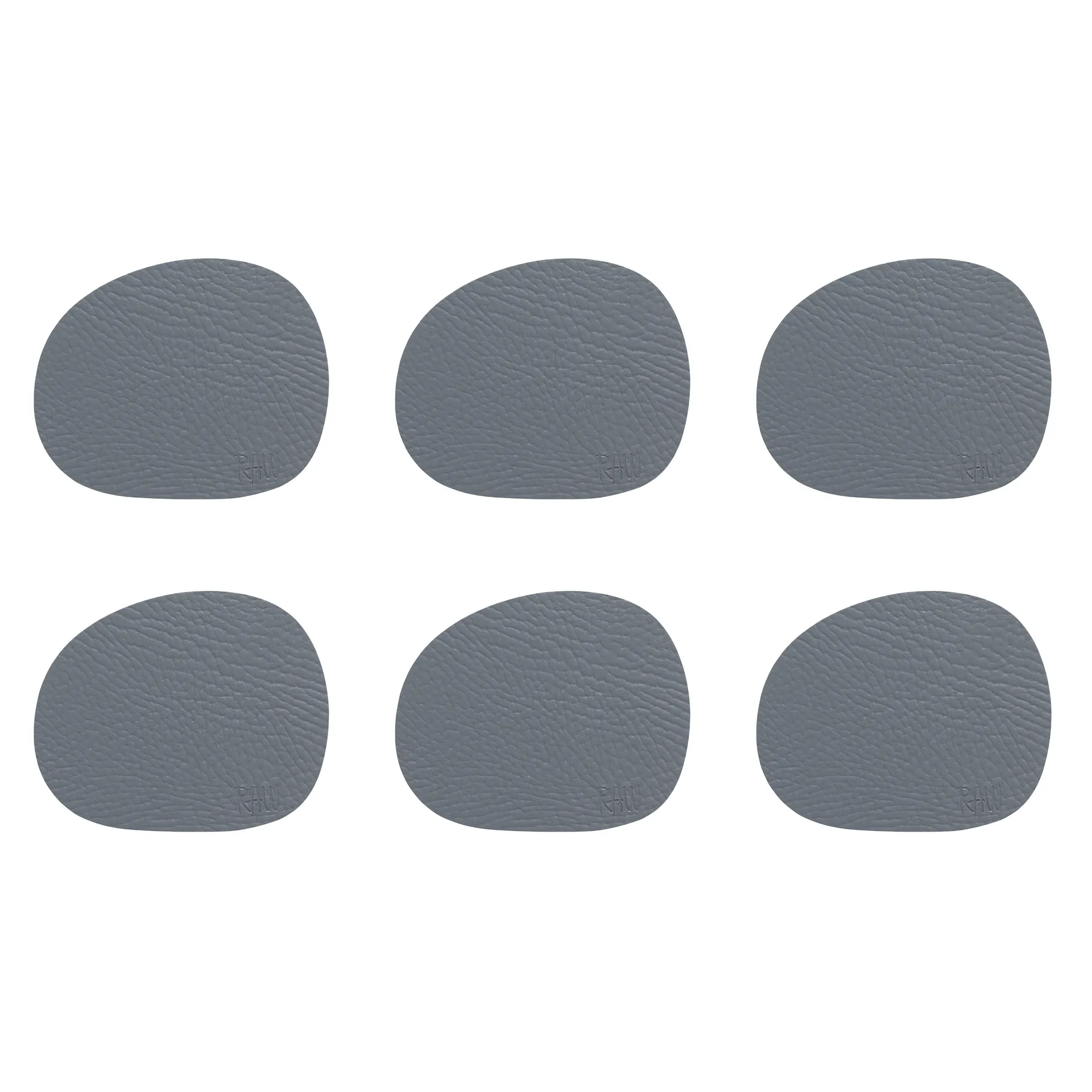 Dessous de verre Raw cuir lot de 6, Grey buffalo (gris) Aida