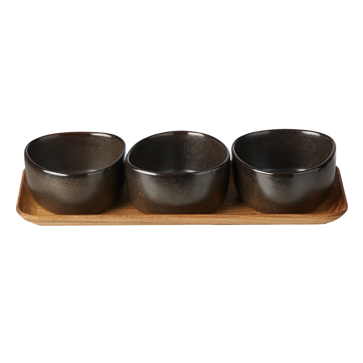 Aida Ensemble de bols Raw Organic avec plateau en bois Marron métallisé