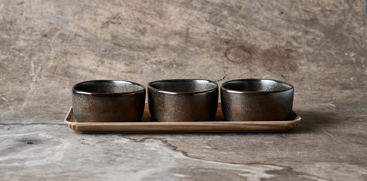 Ensemble de bols Raw Organic avec plateau en bois, Marron métallisé Aida