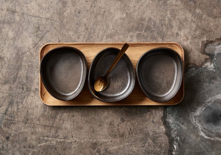 Ensemble de bols Raw Organic avec plateau en bois, Marron métallisé Aida