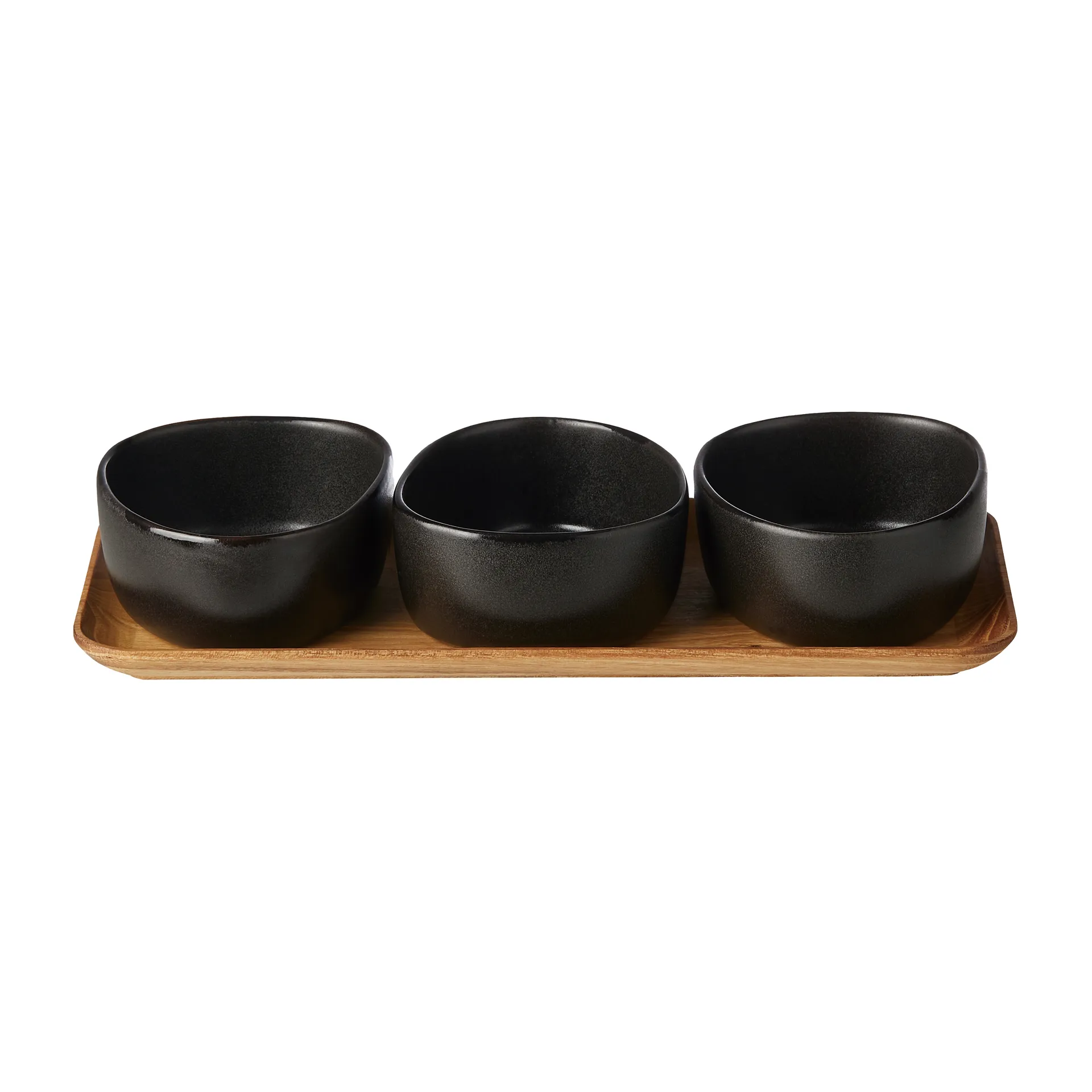 Ensemble de bols Raw Organic avec plateau en bois, Noir titane Aida