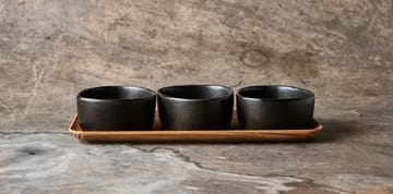 Ensemble de bols Raw Organic avec plateau en bois - Noir titane - Aida