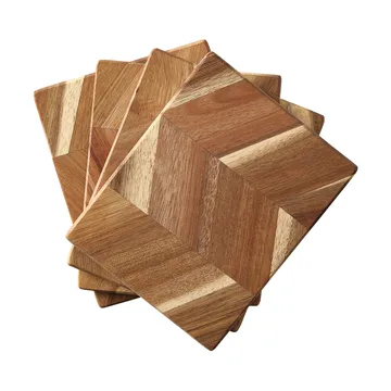 Planche à découper à chevrons 12x15 cm, lot de 4 - Bois d'acacia - Aida