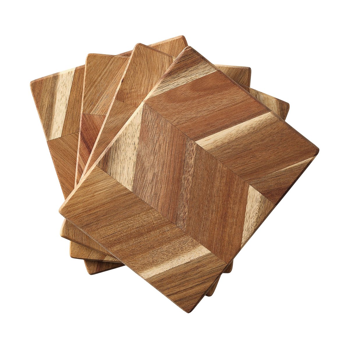 aida planche à découper à chevrons 12x15 cm, lot de 4 bois d'acacia