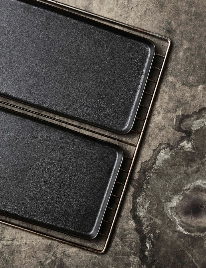 Plat Raw 18x34 cm Lot de 2, Noir titane Aida