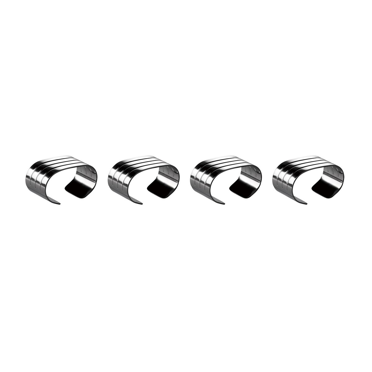 Aida Rond de serviette Groovy Lot de 4 Acier inoxydable