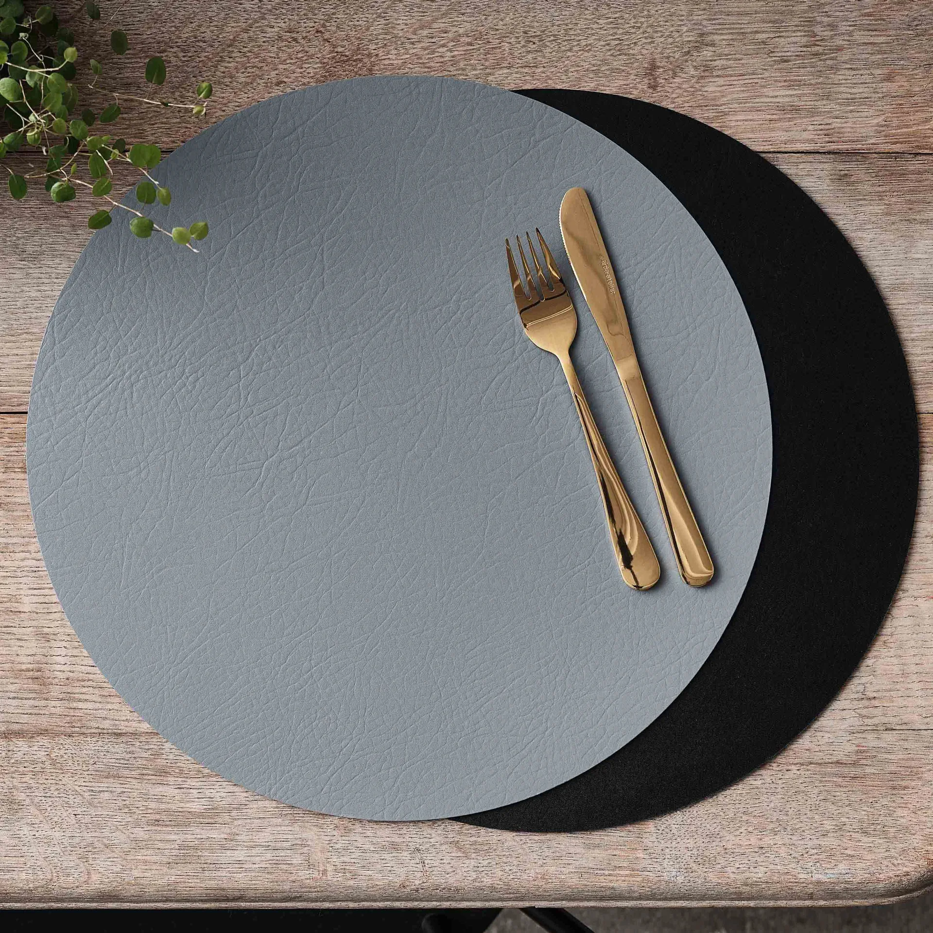 Set de table Quadro Ø38 cm 1 pièce, Noir-gris-réversible Aida