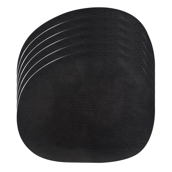 Set de table Raw cuir, lot de 6 - Noir, 41x33,5 cm - Aida