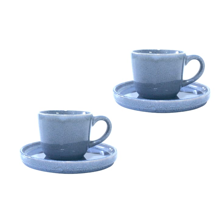 Tasse avec soucoupe Søholm Sonja lot de 2 - Bleu - Aida