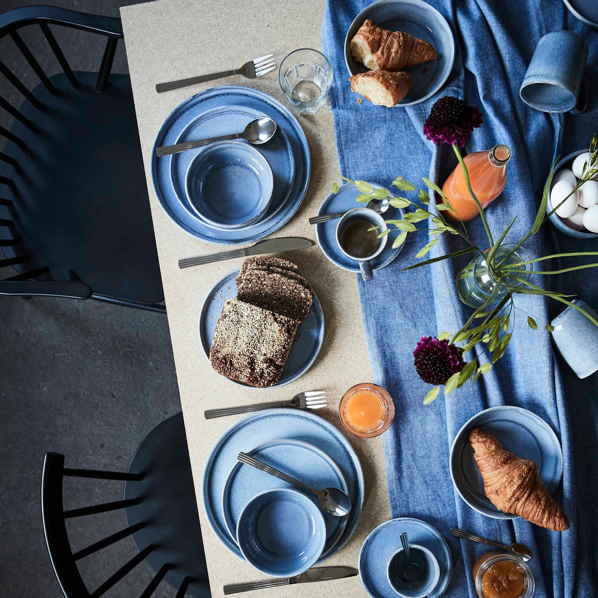 Tasse avec soucoupe Søholm Sonja lot de 2, Bleu Aida