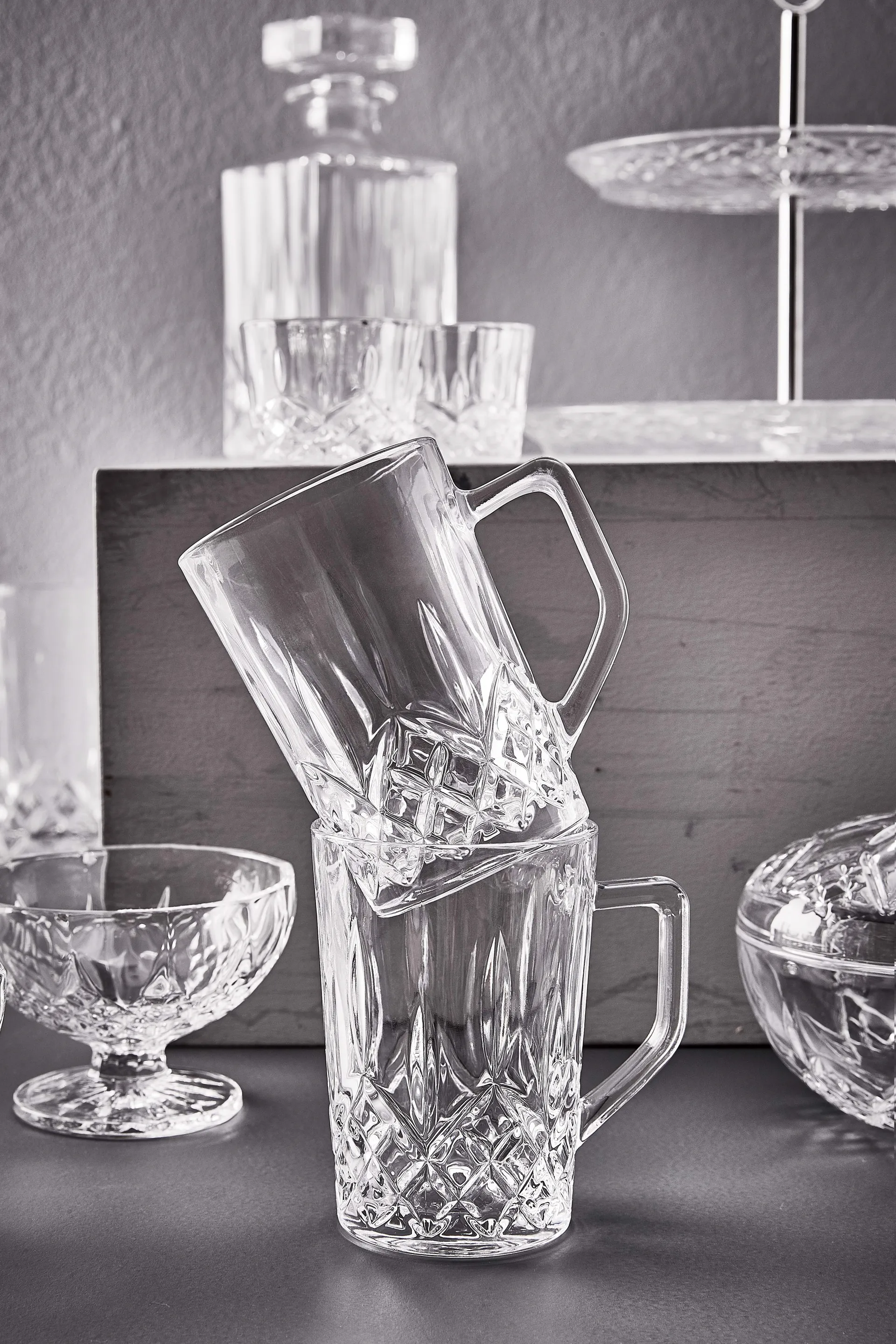 Verre à café avec anse Harvey 27,5 cl Lot de 4, Transparent Aida