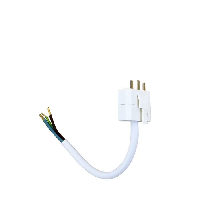 Fiche DCL avec mise à la terre, sans câble - blanc, avec fil 15 cm - Airam
