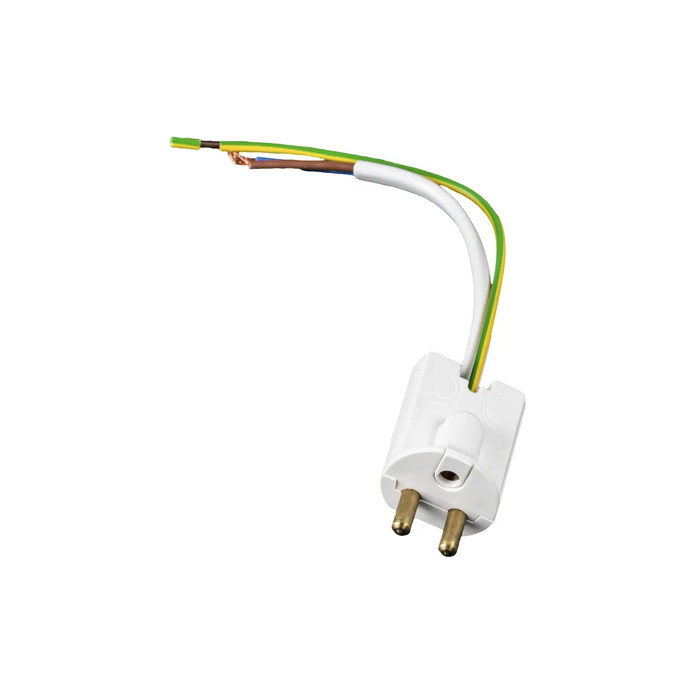 Fiche pour luminaire avec mise à la terre et câble de 14 cm, blanc, avec câble de 14 cm, mis à la terre Airam