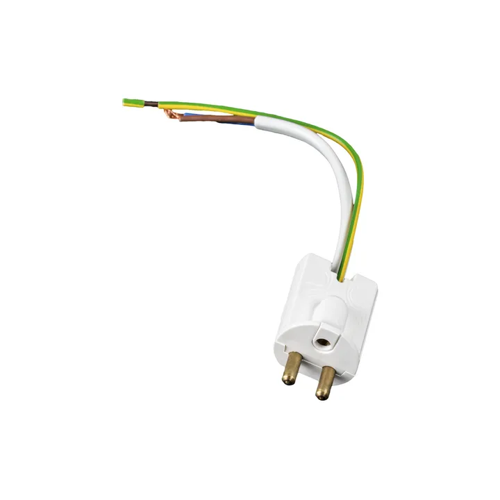 Fiche pour luminaire avec mise à la terre et câble de 14 cm - blanc, avec câble de 14 cm, mis à la terre - Airam