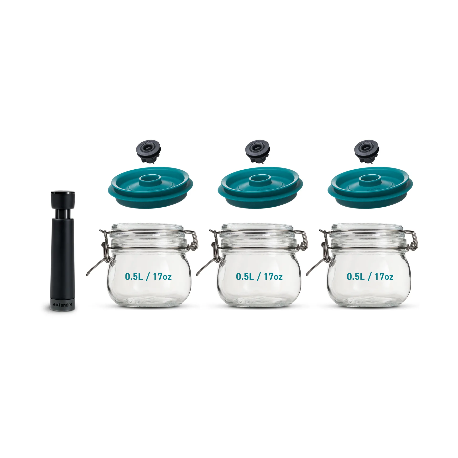 Bouchons sous vide Airtender pour bocaux, lot de 3, 0,5L Airtender