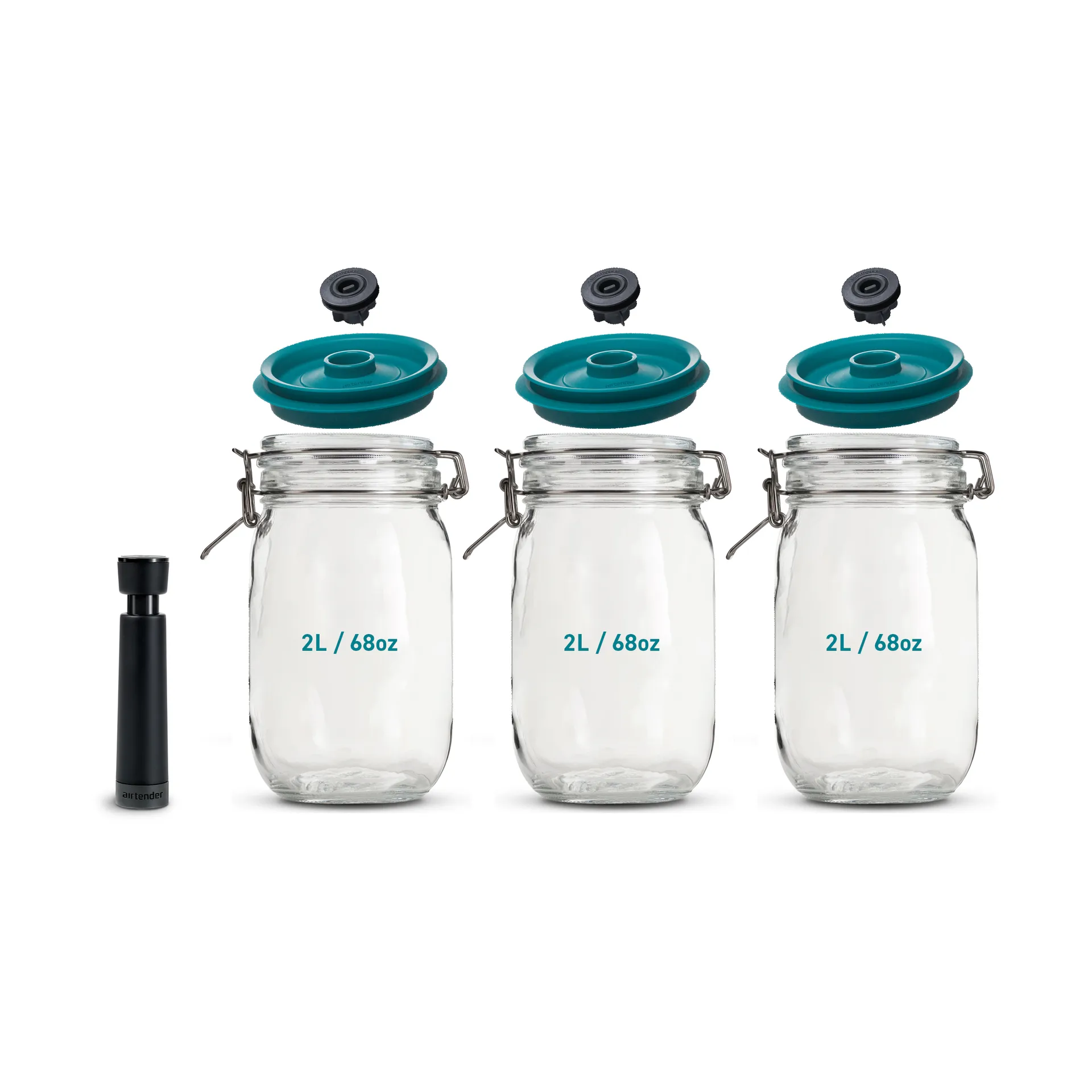 Bouchons sous vide Airtender pour bocaux, lot de 3, 2L Airtender
