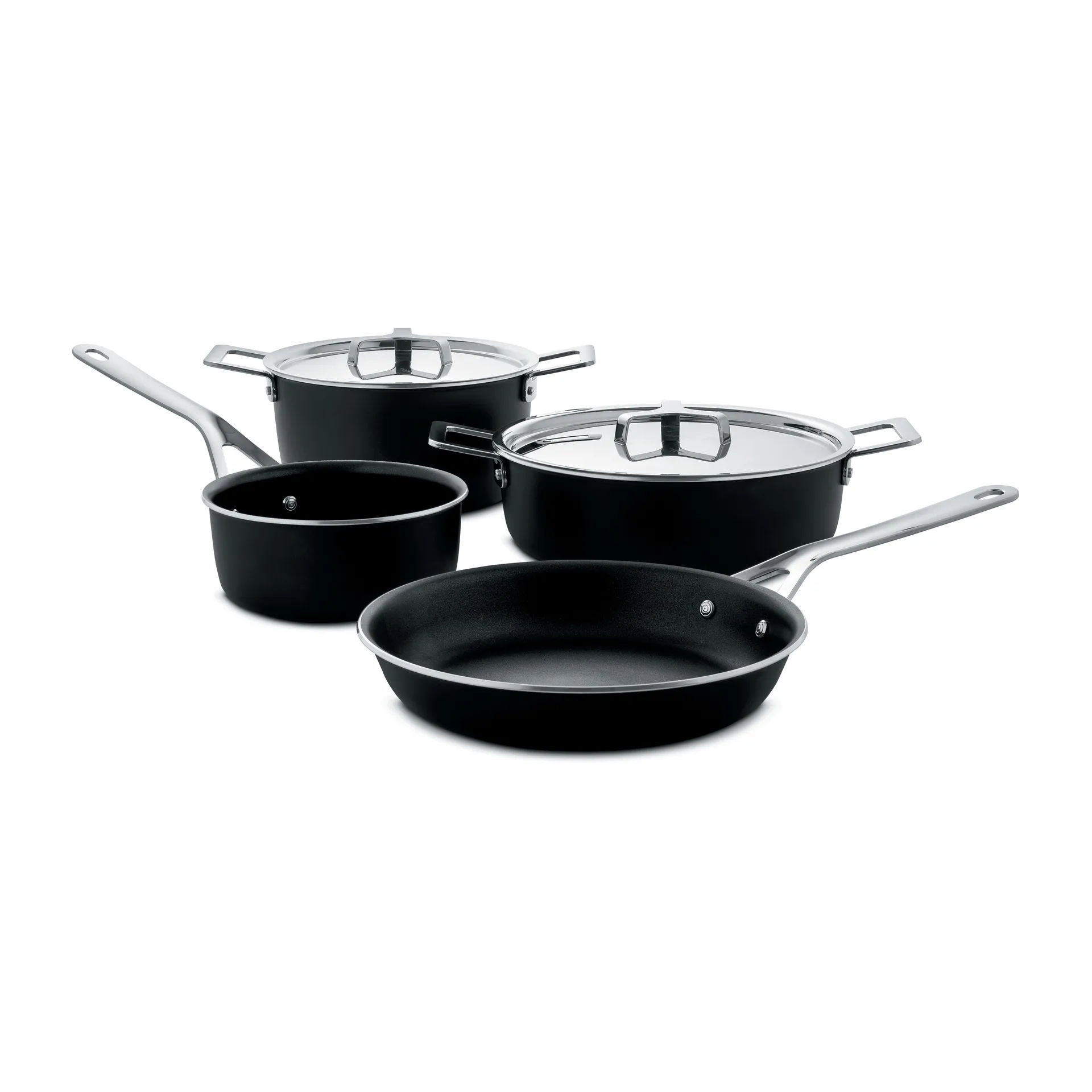 Ensemble de cocottes Pots&Pans 6 pièces, Noir Alessi