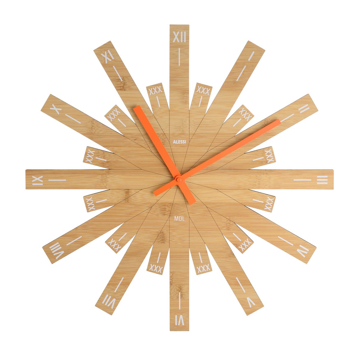Alessi Horloge murale Raggiante Bambou | Design Scandinave | Horloges murales | Beige