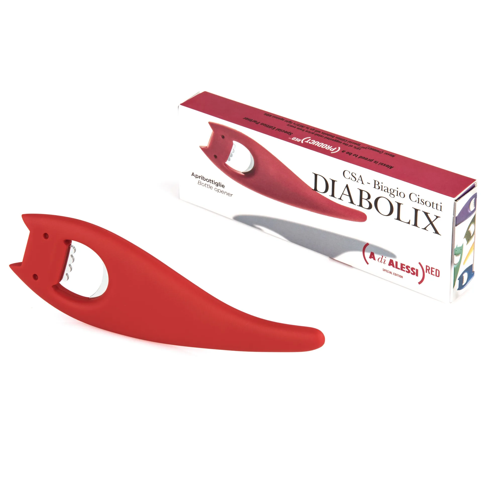 Ouvre-bouteille Diabolix, rouge Alessi