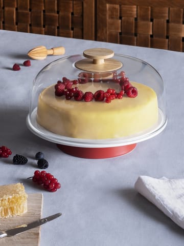 Plat à gâteau Mattina avec dôme en verre - Rouge - Alessi