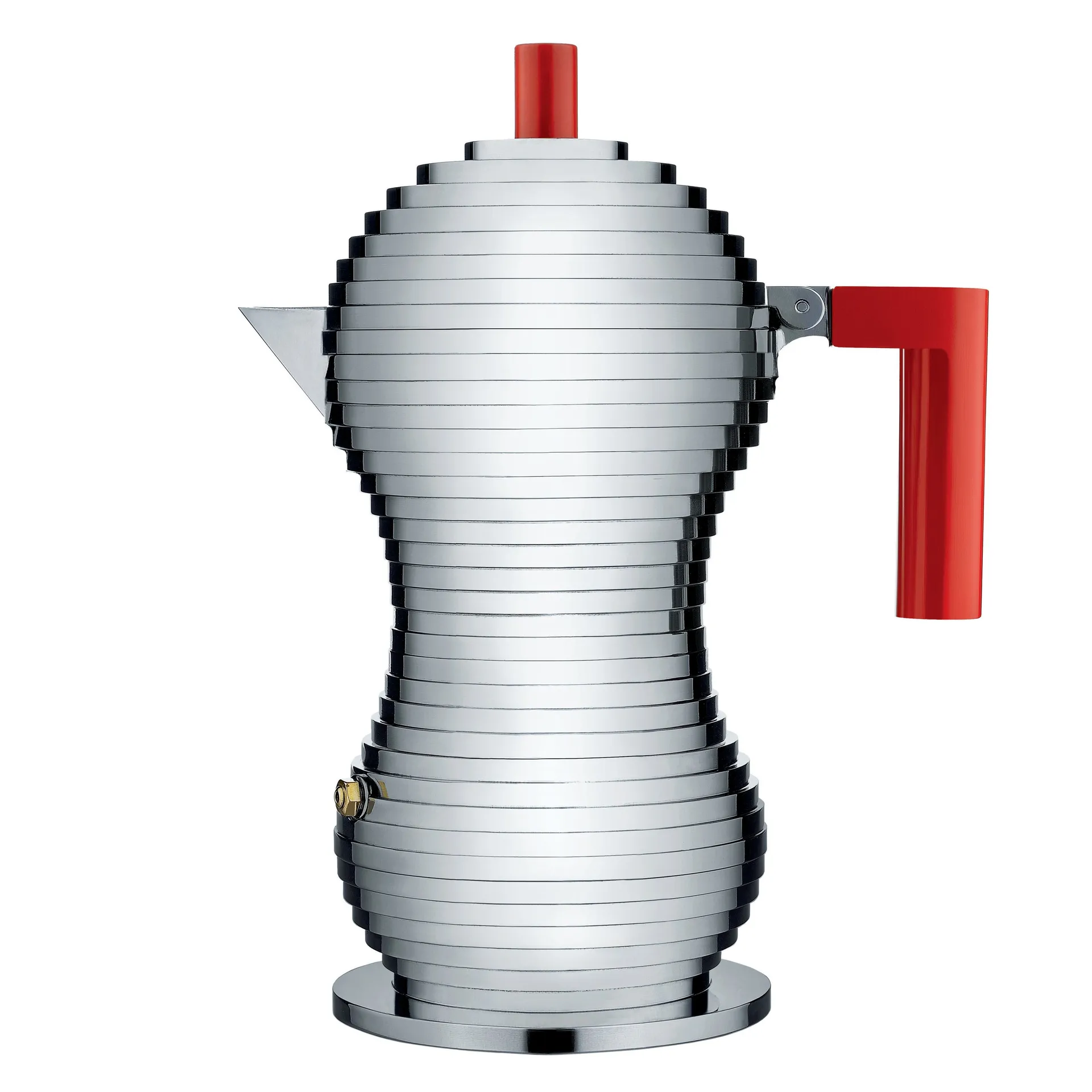 Pulcina Cafetière à espresso 6 Tasses, Poignée rouge Alessi
