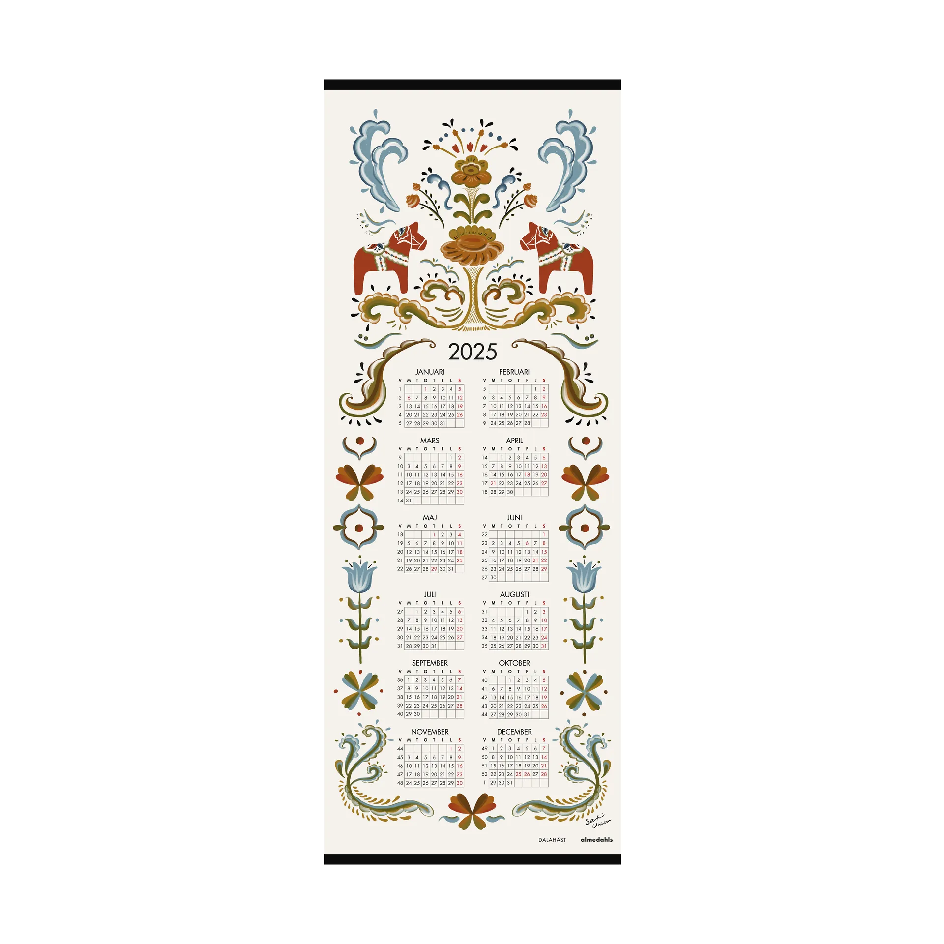 Calendrier Dalahäst 2025, 35x90 cm Almedahls