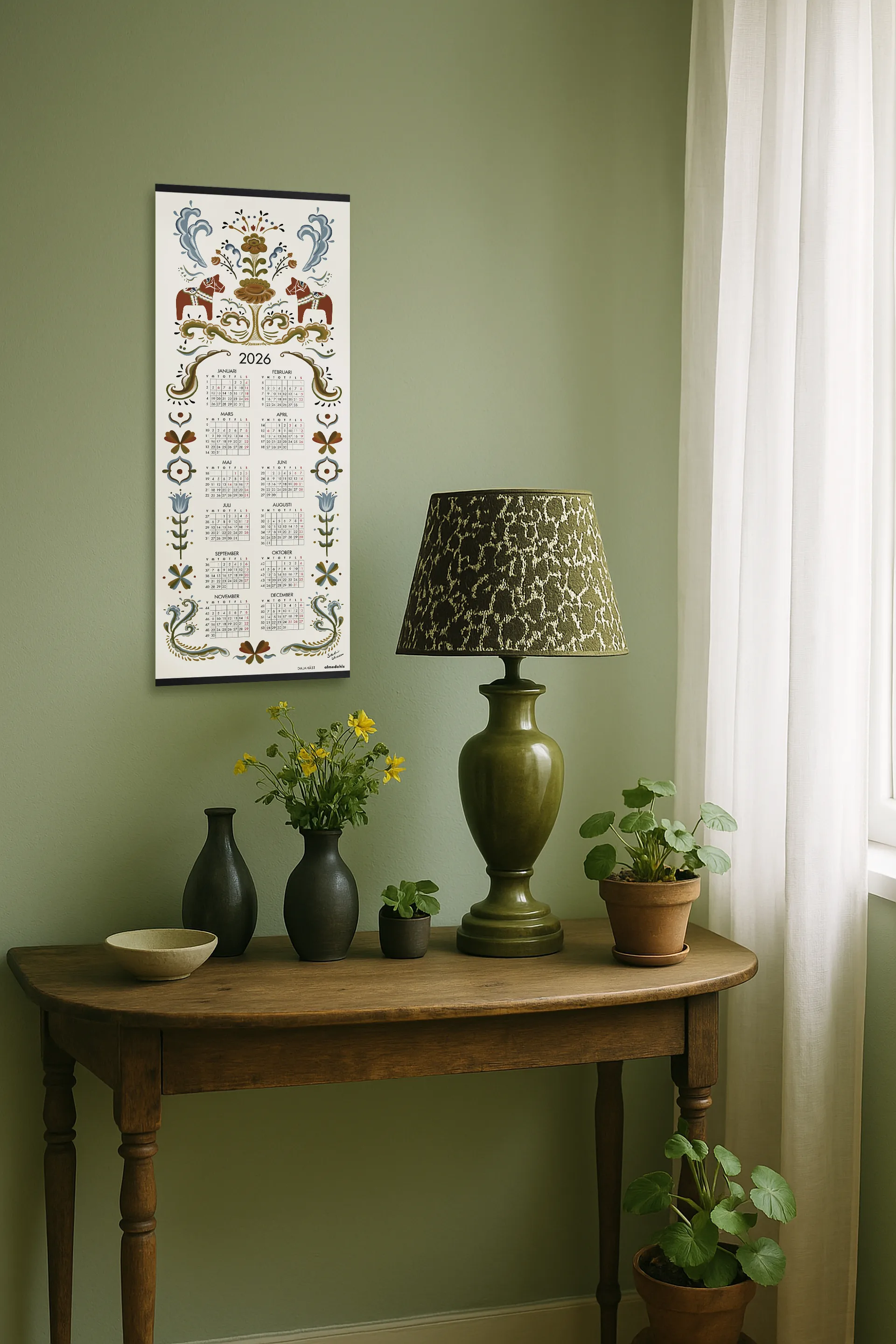 Calendrier Dalahäst 2026, 35x90 cm Almedahls