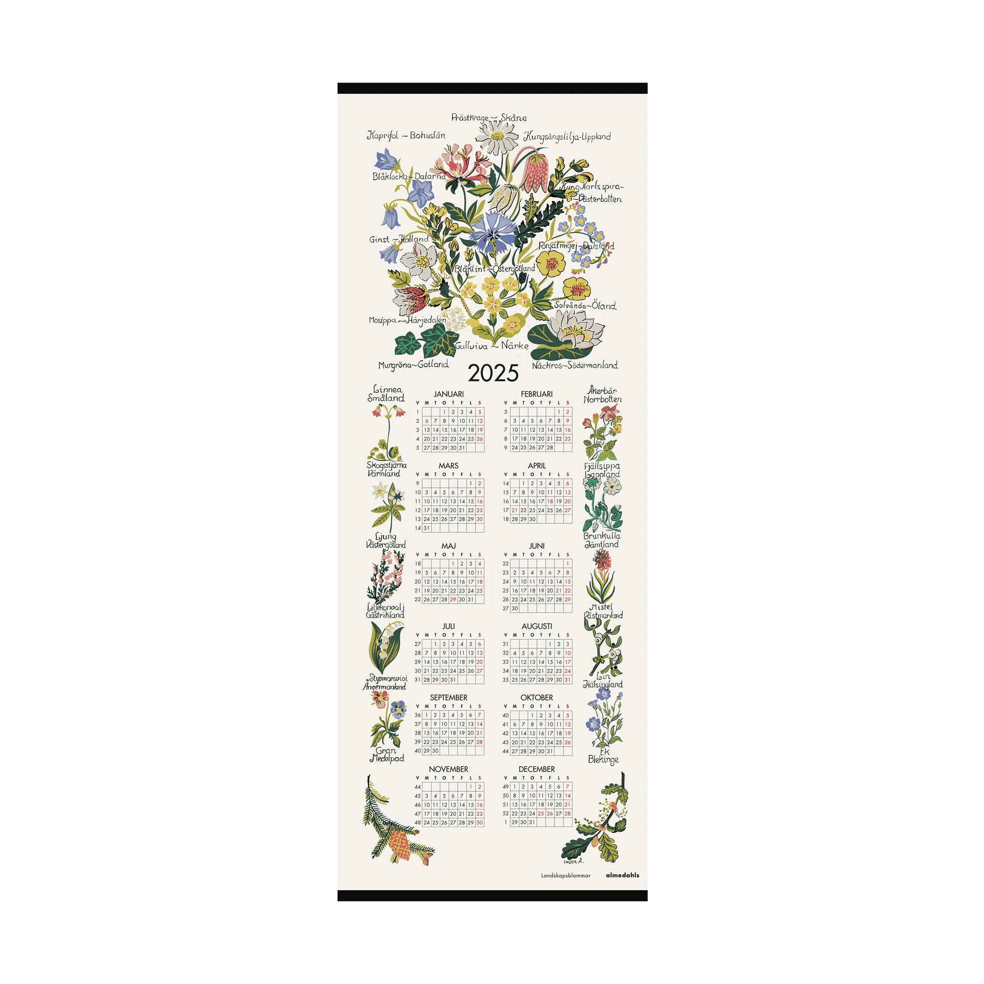 Calendrier Fleurs du paysage 2025, 35x90 cm Almedahls