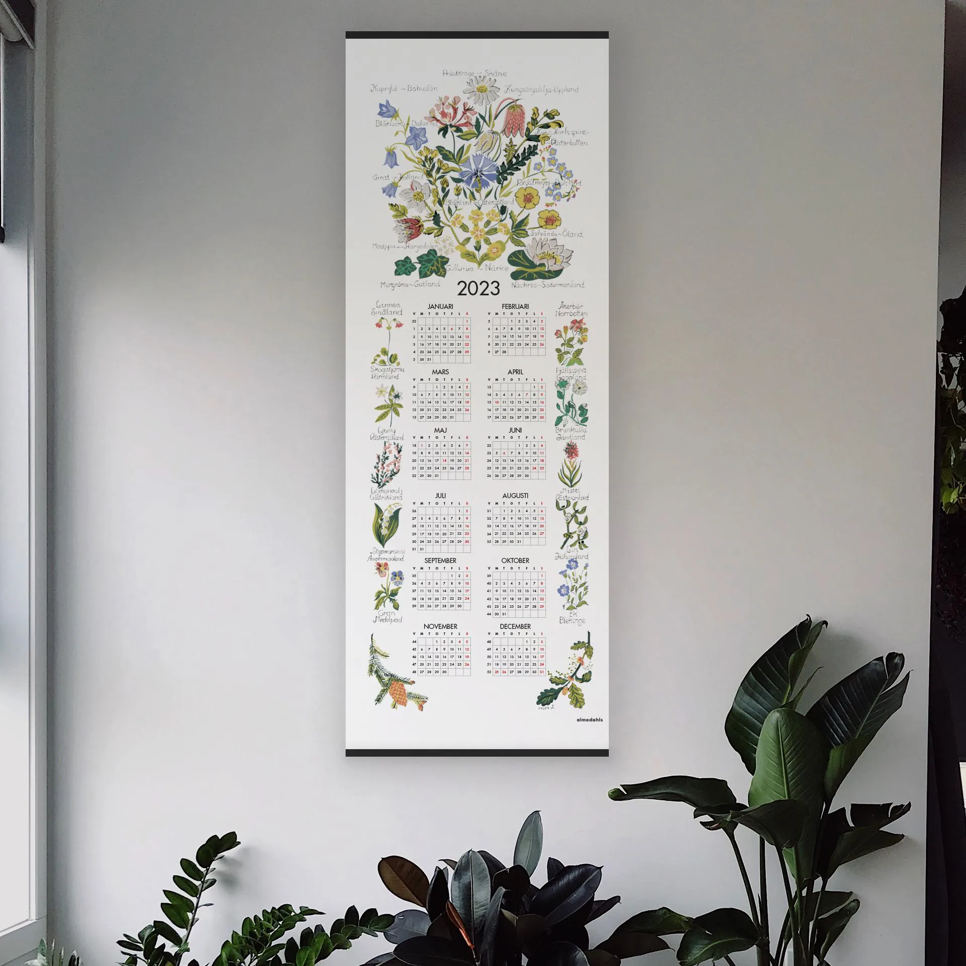 Calendrier "fleurs paysagères" 2023, 35x90 cm Almedahls