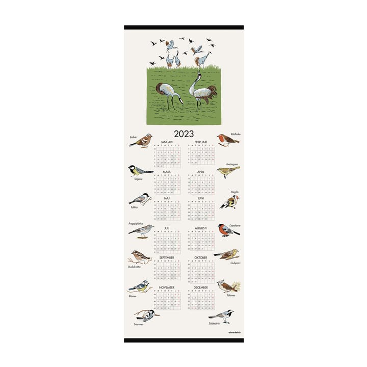 Calendrier "oiseaux de Suède" 2023 - 35x90 cm - Almedahls