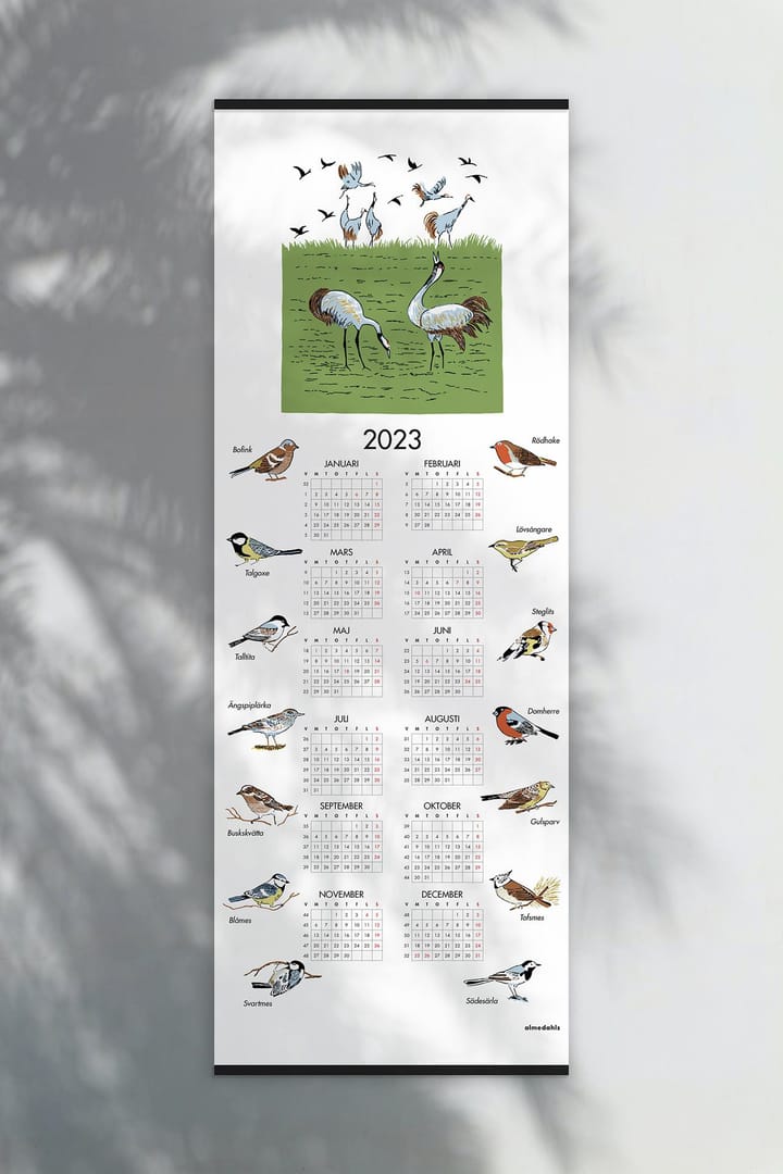 Calendrier "oiseaux de Suède" 2023, 35x90 cm Almedahls