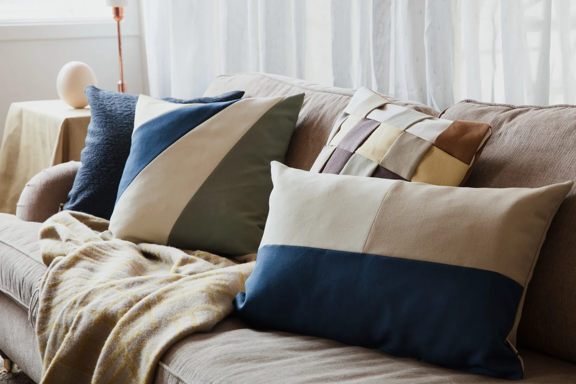 Housse de coussin Brita 50x50 cm, Bleu-beige Almedahls