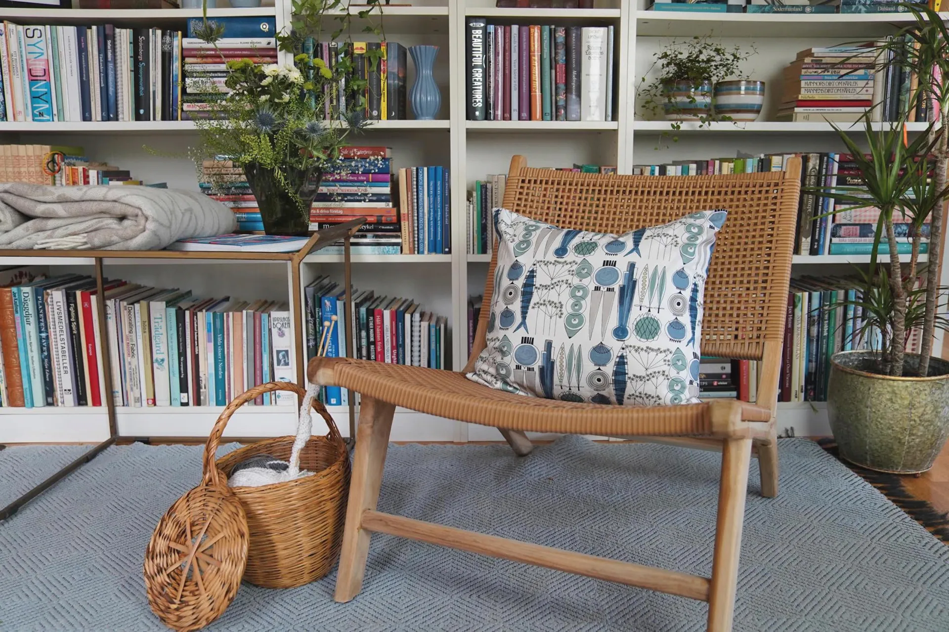 Housse de coussin Picknick 47x47 cm, Bleu-beige Almedahls