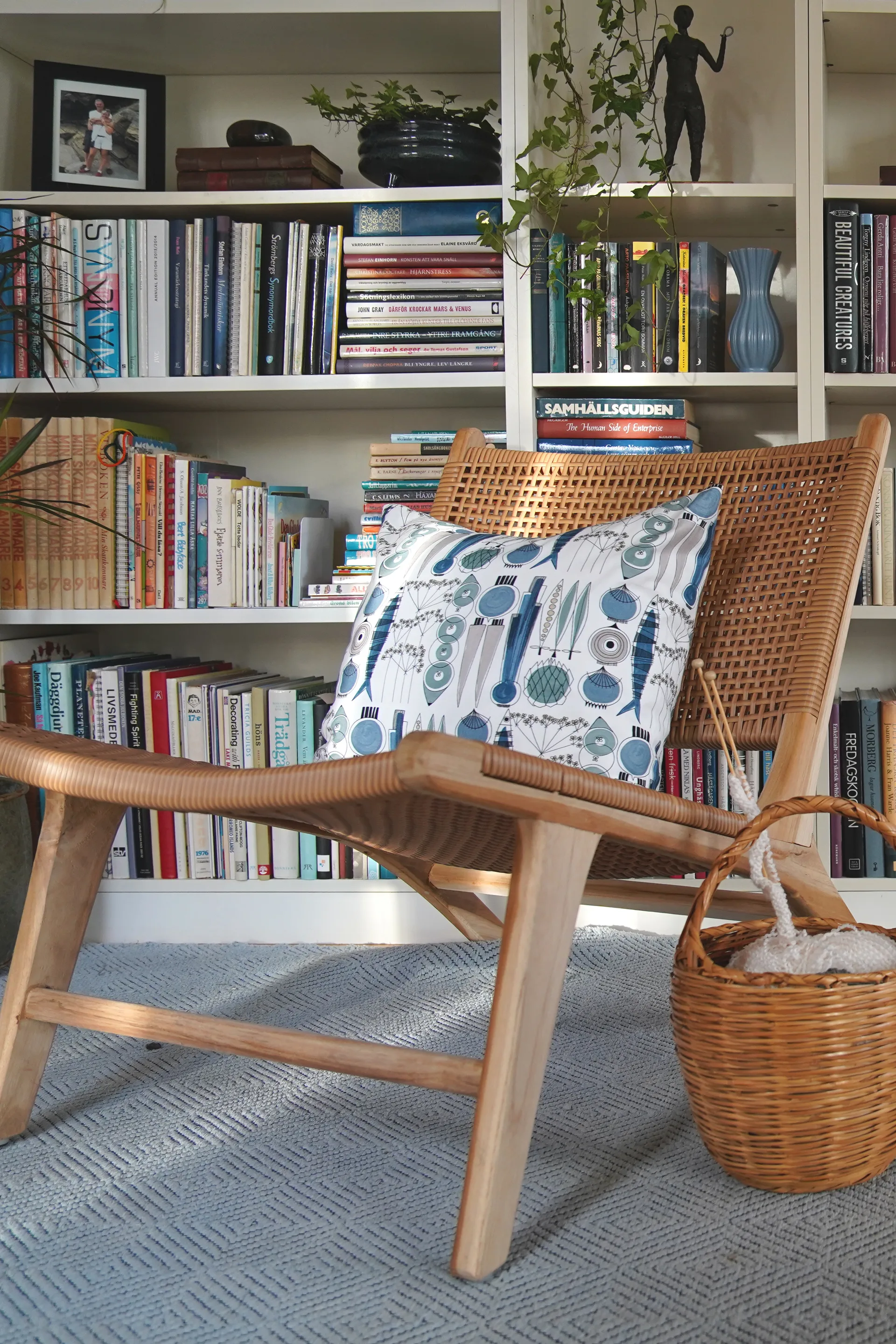 Housse de coussin Picknick 47x47 cm, Bleu-beige Almedahls