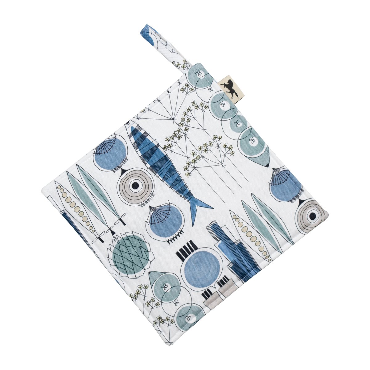 Almedahls Manique Picknick 23x23 cm petit motif Bleu-beige