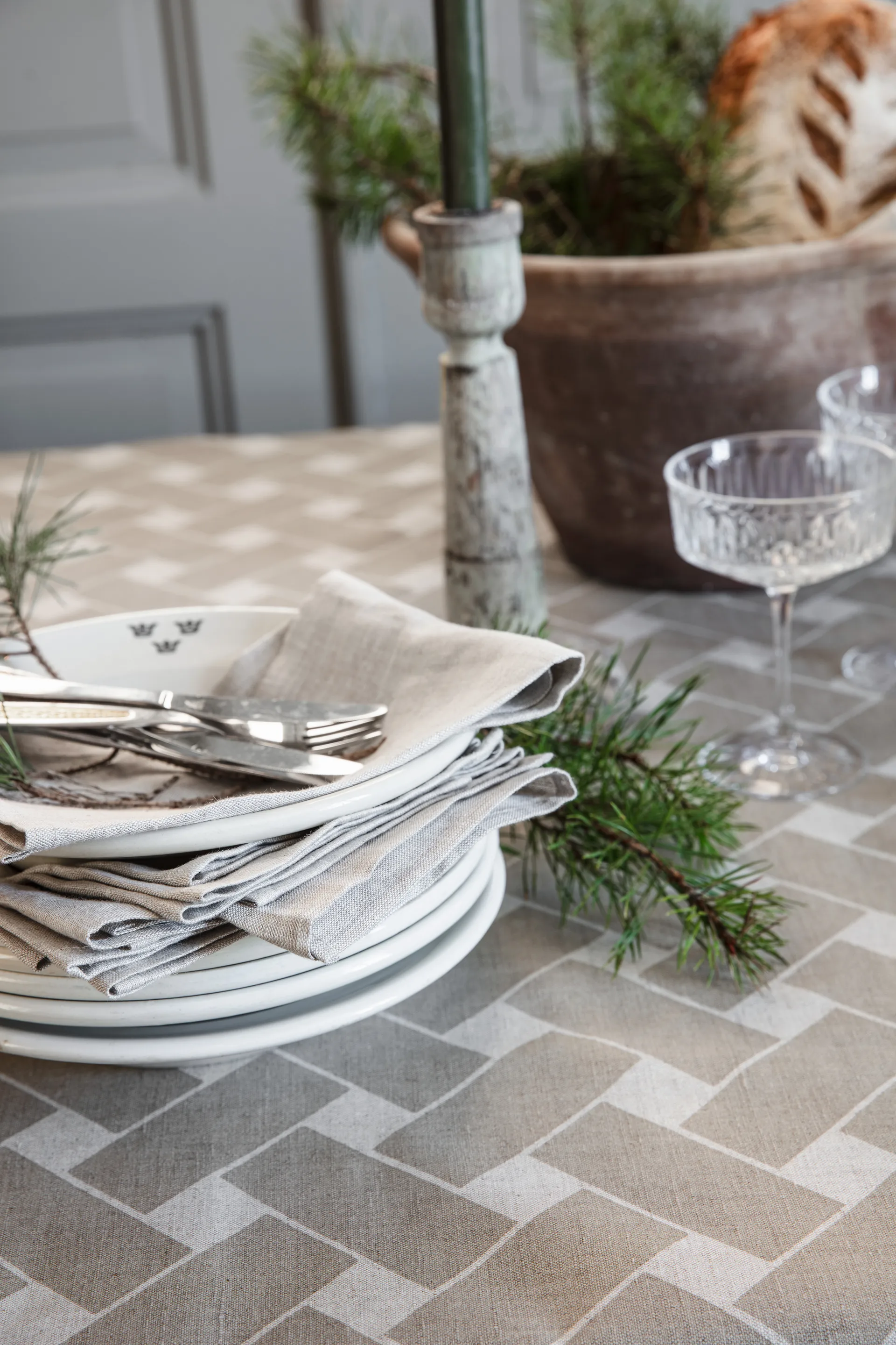 Pack de 2 serviettes de table en lin 45x45 cm, Nature Almedahls