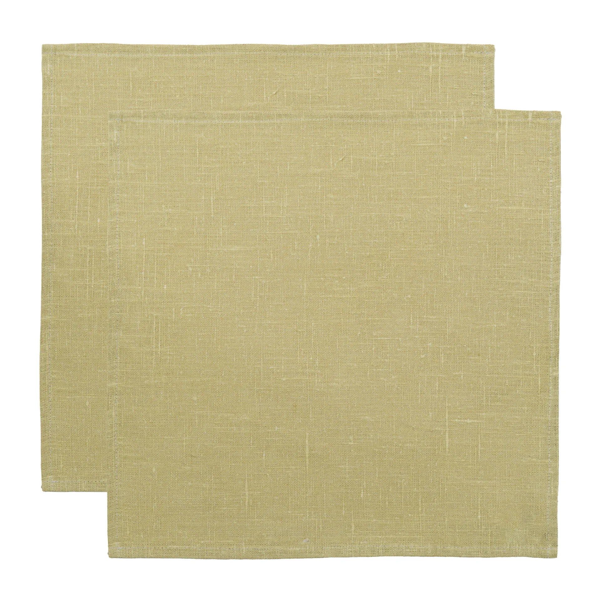 Pack de 2 serviettes de table en lin 45x45 cm, Olive clair Almedahls