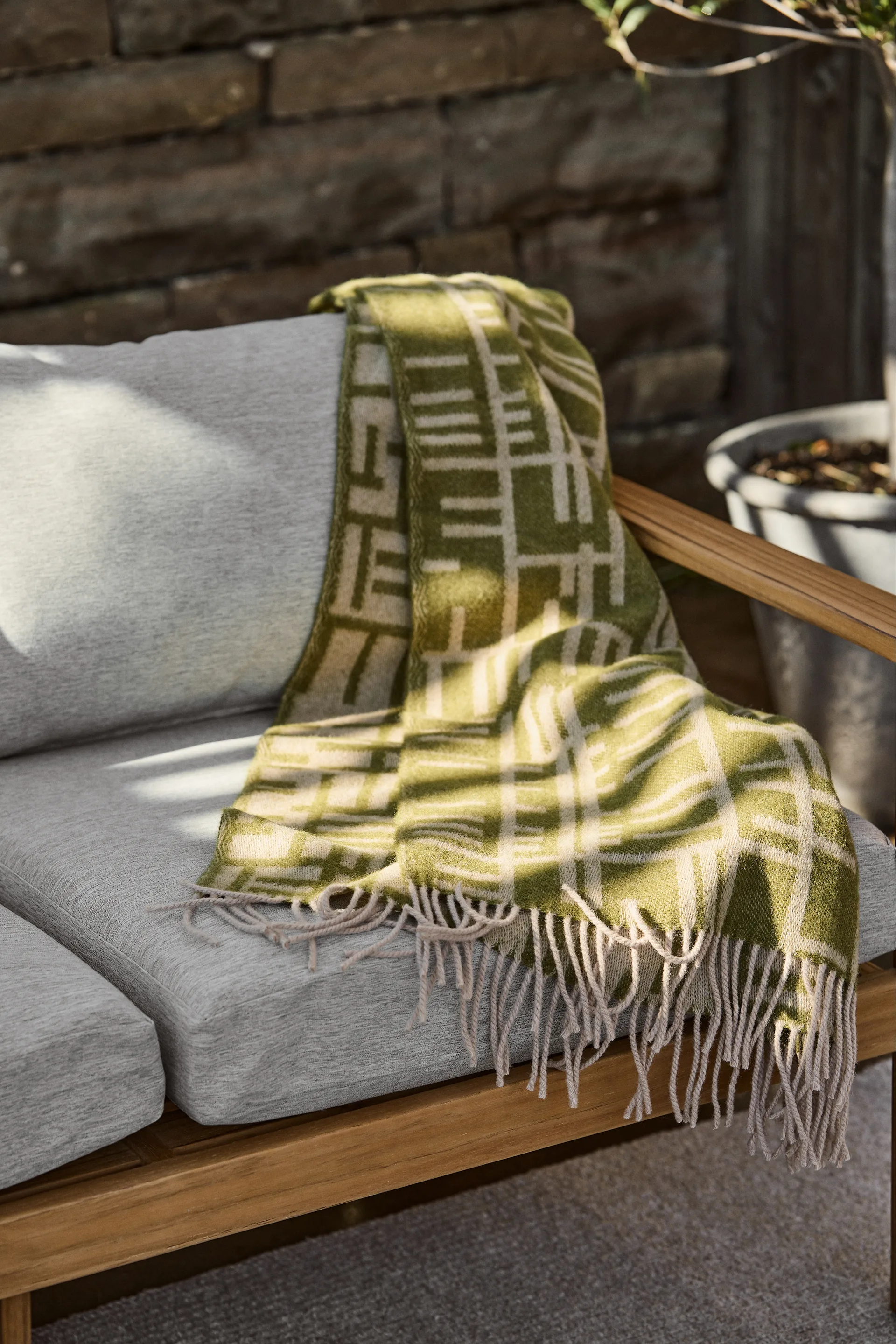 Plaid Pickepin 130 x 170cm, Vert mousse-beige Almedahls