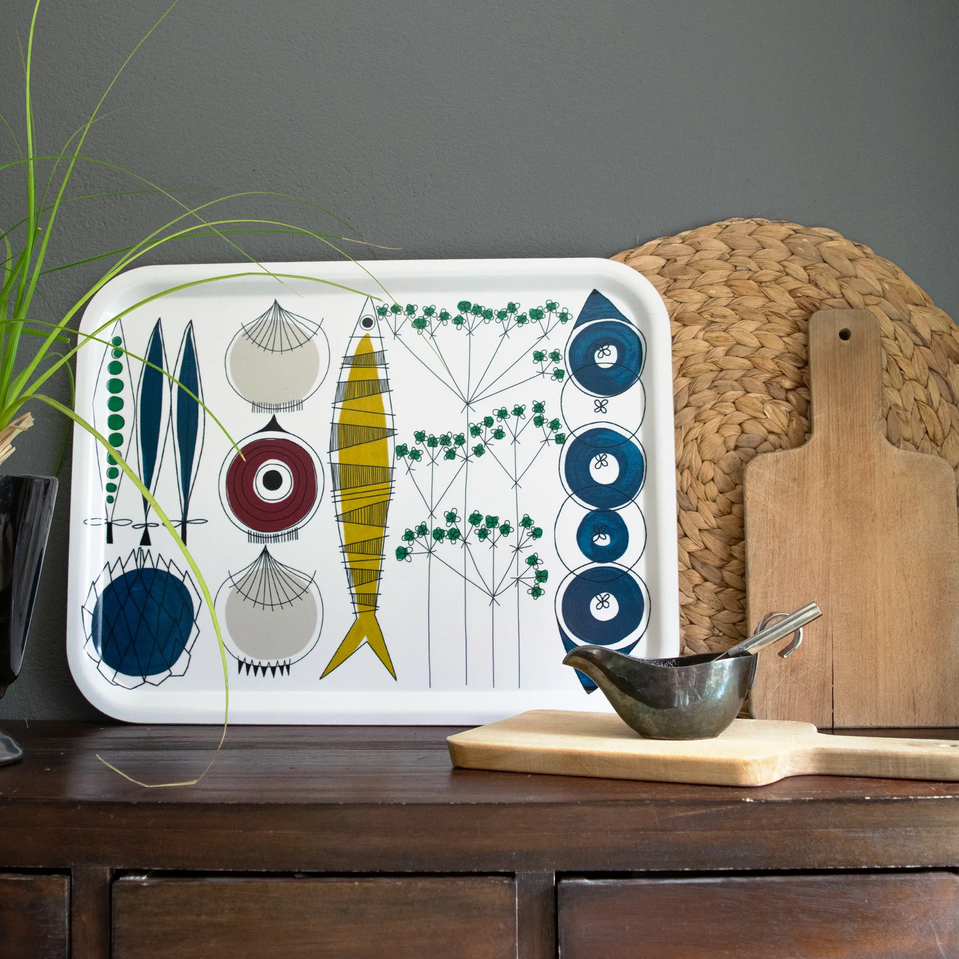 Plateau Picknick 20 x 27cm, Bleu-multi Almedahls