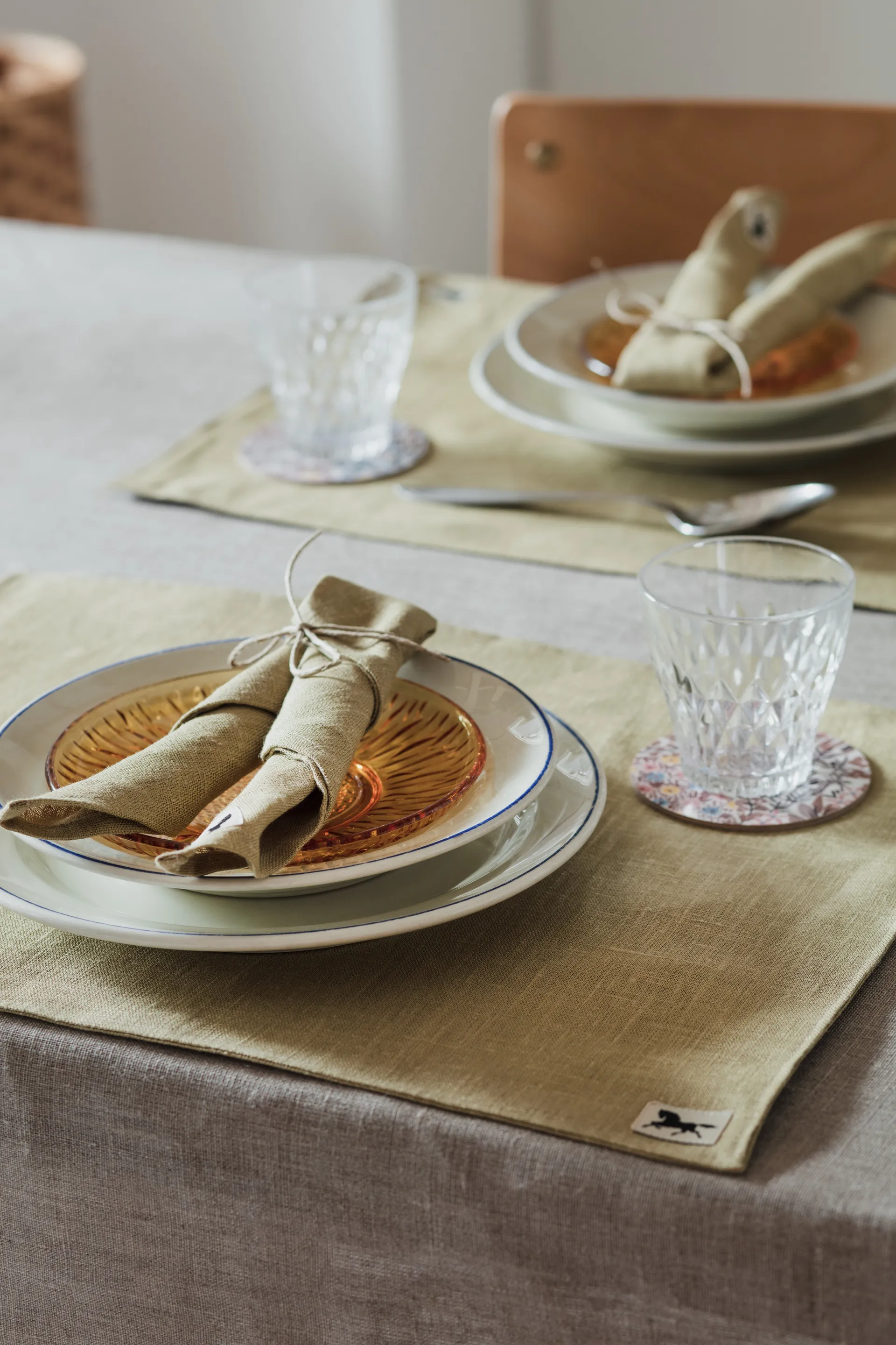 Set de table lin 34x45 cm lot de 2, Olive Almedahls