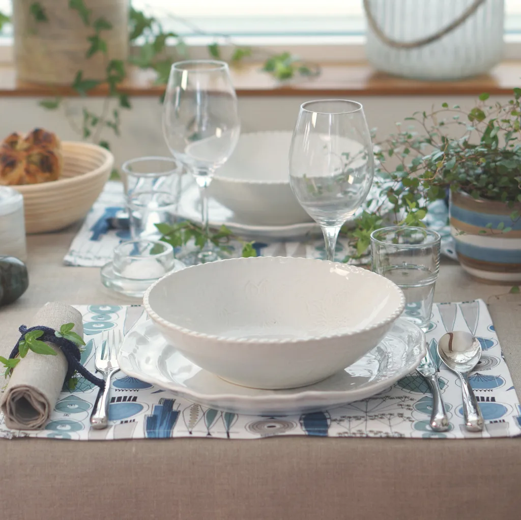 Set de table Picknick 34x45 cm, lot de 2, Bleu-beige Almedahls