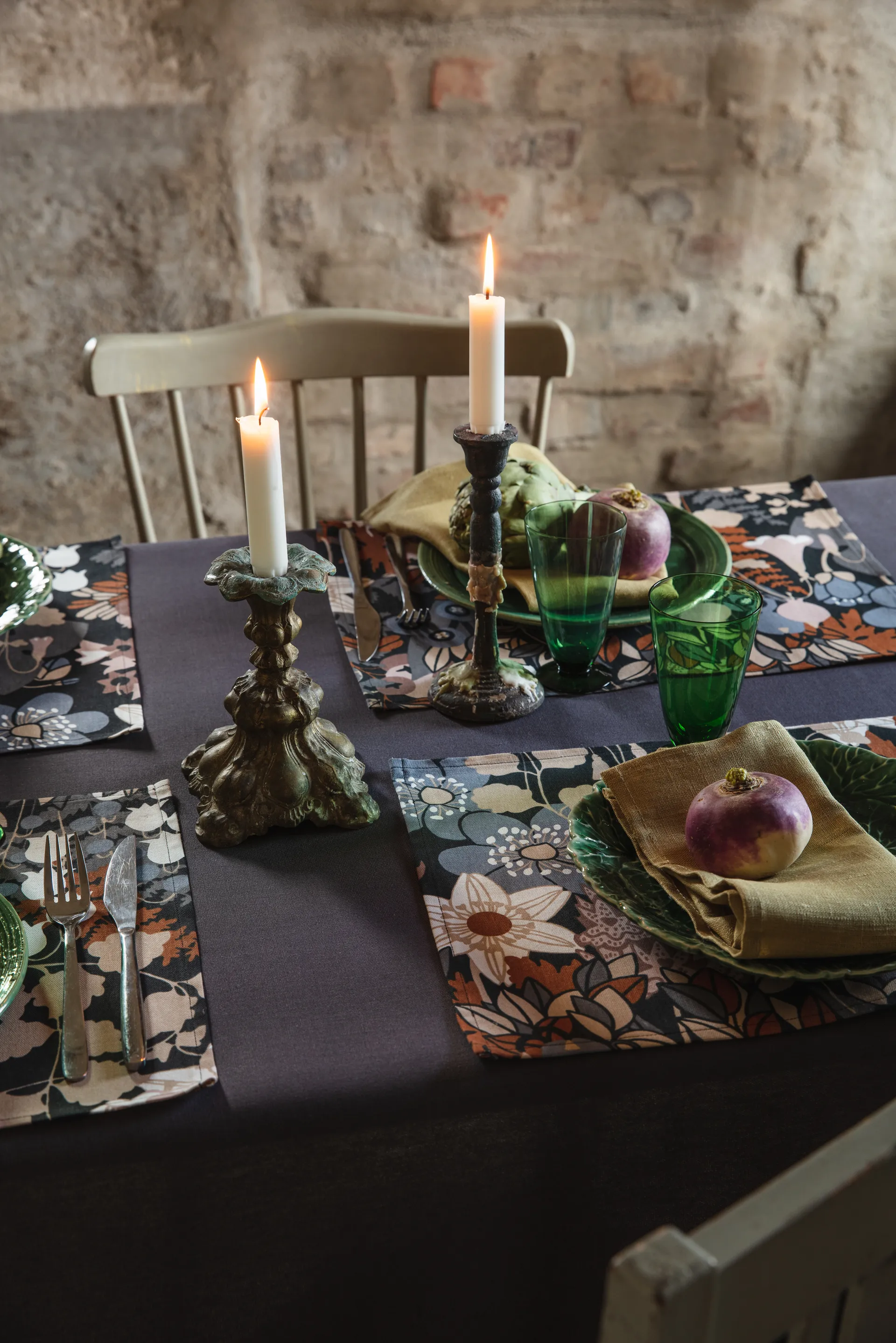 Set de table Skogen 34x45 cm, lot de 2, Bleu-marron Almedahls